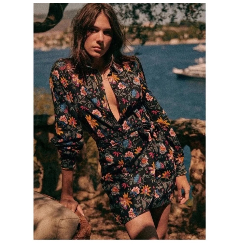 Sezane Jamy Dress Botanique Black